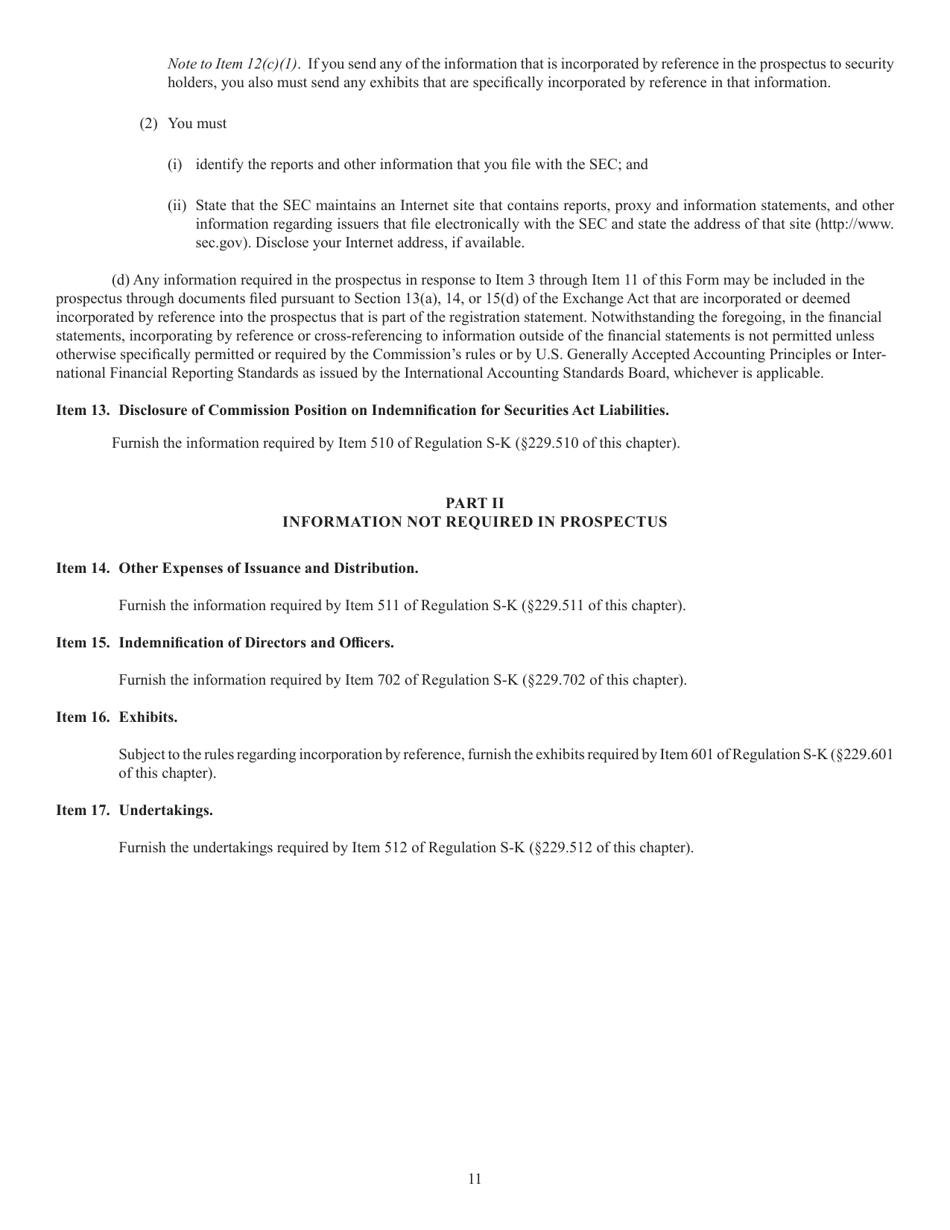 Form S-3 (SEC Form 1379) Registration Statement Under the Securities Act of 1933, Page 11