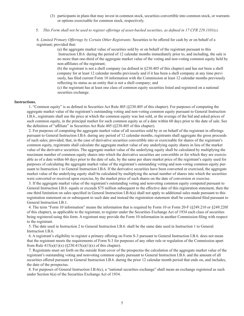 Form S-3 (SEC Form 1379) Registration Statement Under the Securities Act of 1933, Page 5