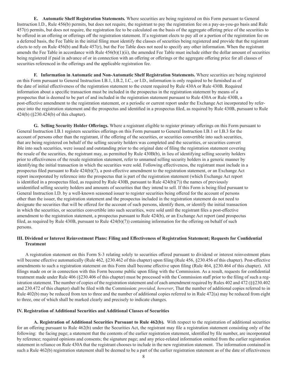 Form S-3 (SEC Form 1379) Registration Statement Under the Securities Act of 1933, Page 8