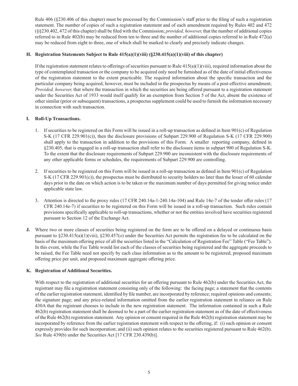 Form S-4 (SEC Form 2077) Registration Statement Under the Securities Act of 1933, Page 5
