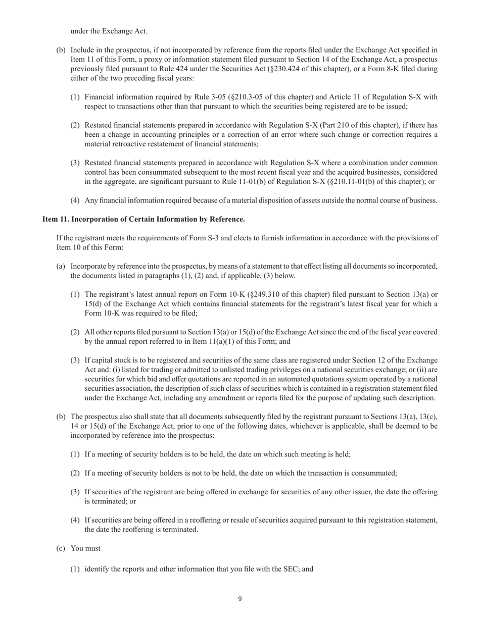 Form S-4 (SEC Form 2077) Registration Statement Under the Securities Act of 1933, Page 9