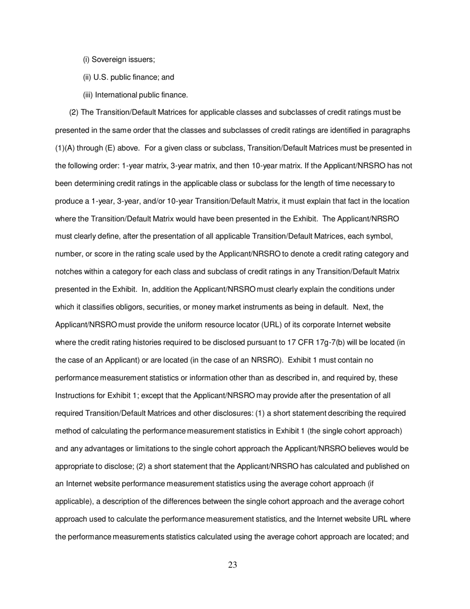 Form NRSRO (SEC Form 1541) Application for Registration as a Nationally Recognized Statistical Rating Organization (Nrsro), Page 23