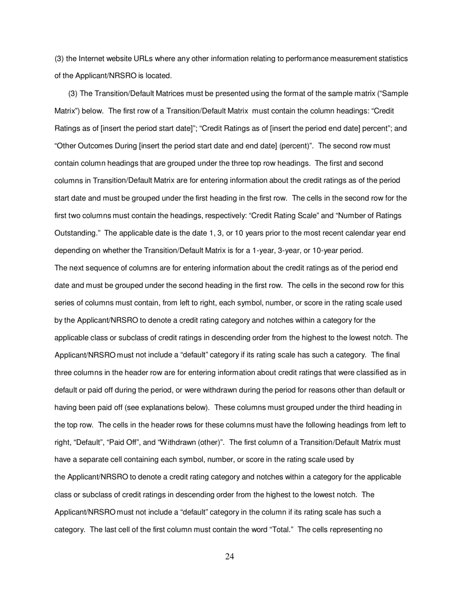 Form NRSRO (SEC Form 1541) Application for Registration as a Nationally Recognized Statistical Rating Organization (Nrsro), Page 24