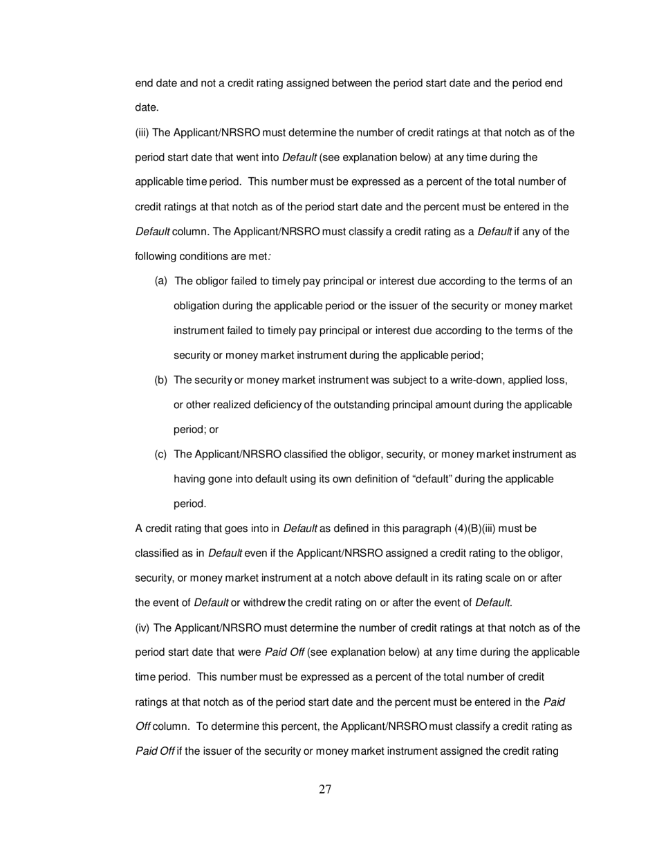 Form NRSRO (SEC Form 1541) Application for Registration as a Nationally Recognized Statistical Rating Organization (Nrsro), Page 27