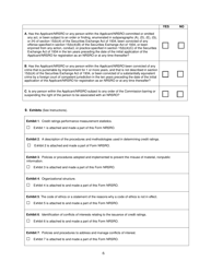 Form NRSRO (SEC Form 1541) Application for Registration as a Nationally Recognized Statistical Rating Organization (Nrsro), Page 6