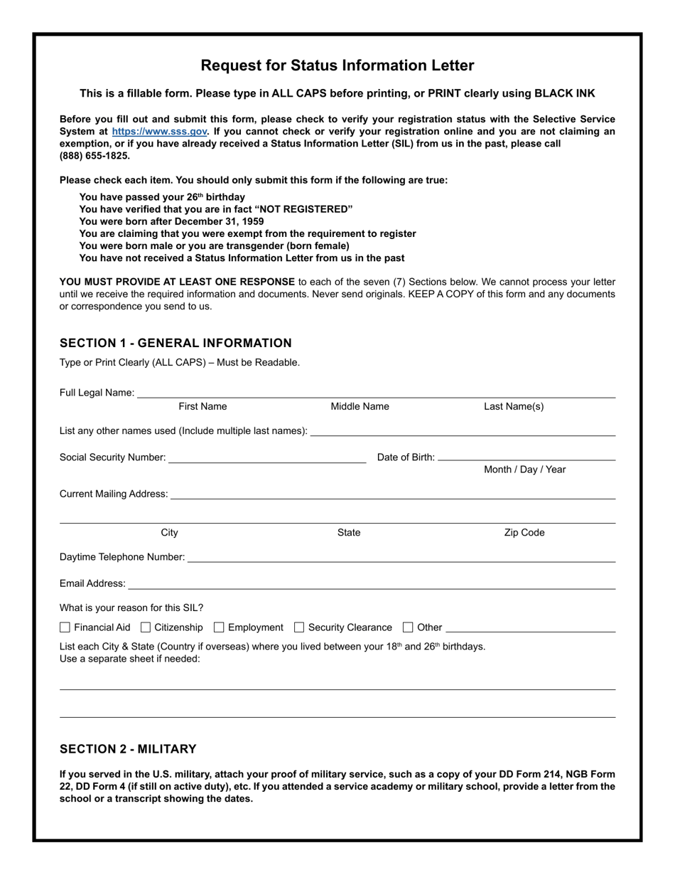 Request for Status Information Letter - Fill Out, Sign Online and