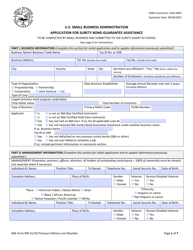 SBA Form 994 Application for Surety Bond Guarantee Assistance