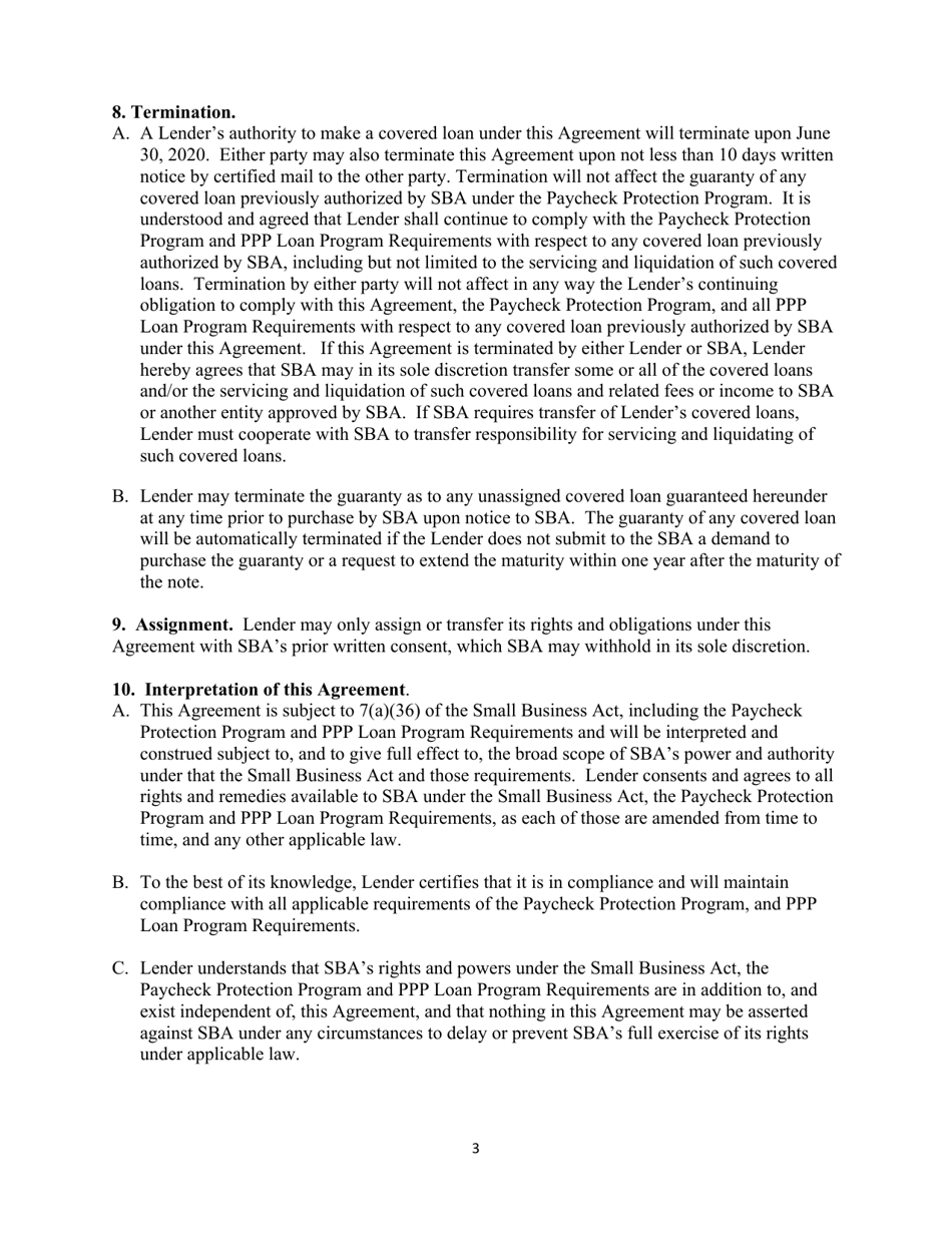 CARES Act Section 1102 Lender Agreement Fill Out, Sign Online and