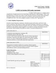 SBA Form 3506 CARES Act Section 1102 Lender Agreement