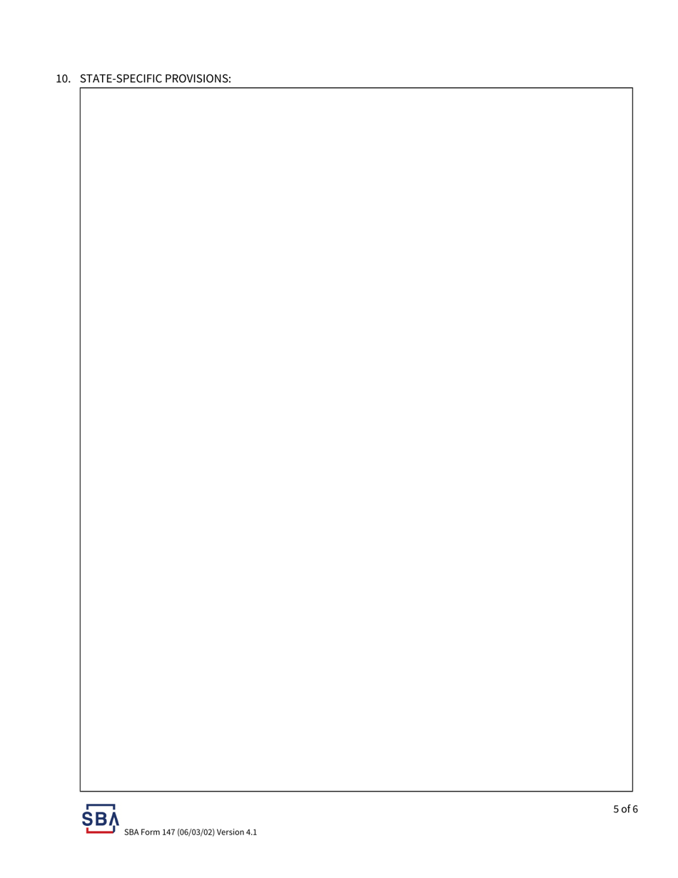 SBA Form 147 SBA Standard Loan Note, Page 5