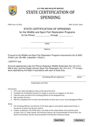 Document preview: FWS Form 3-2197A State Certification of Spending