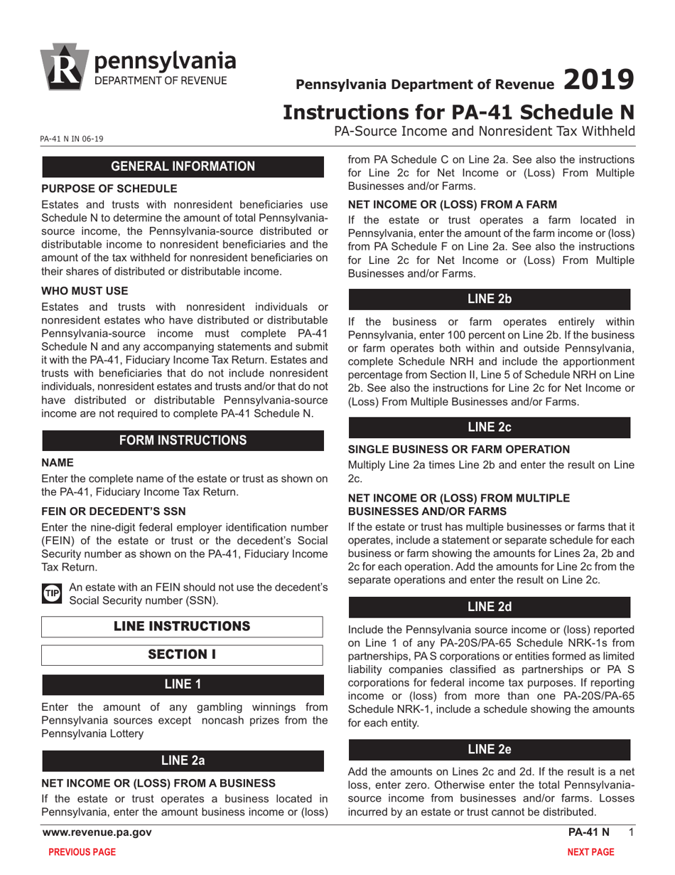 Form PA-41 Schedule N Pa-Source Income and Nonresident Tax Withheld - Pennsylvania, Page 3