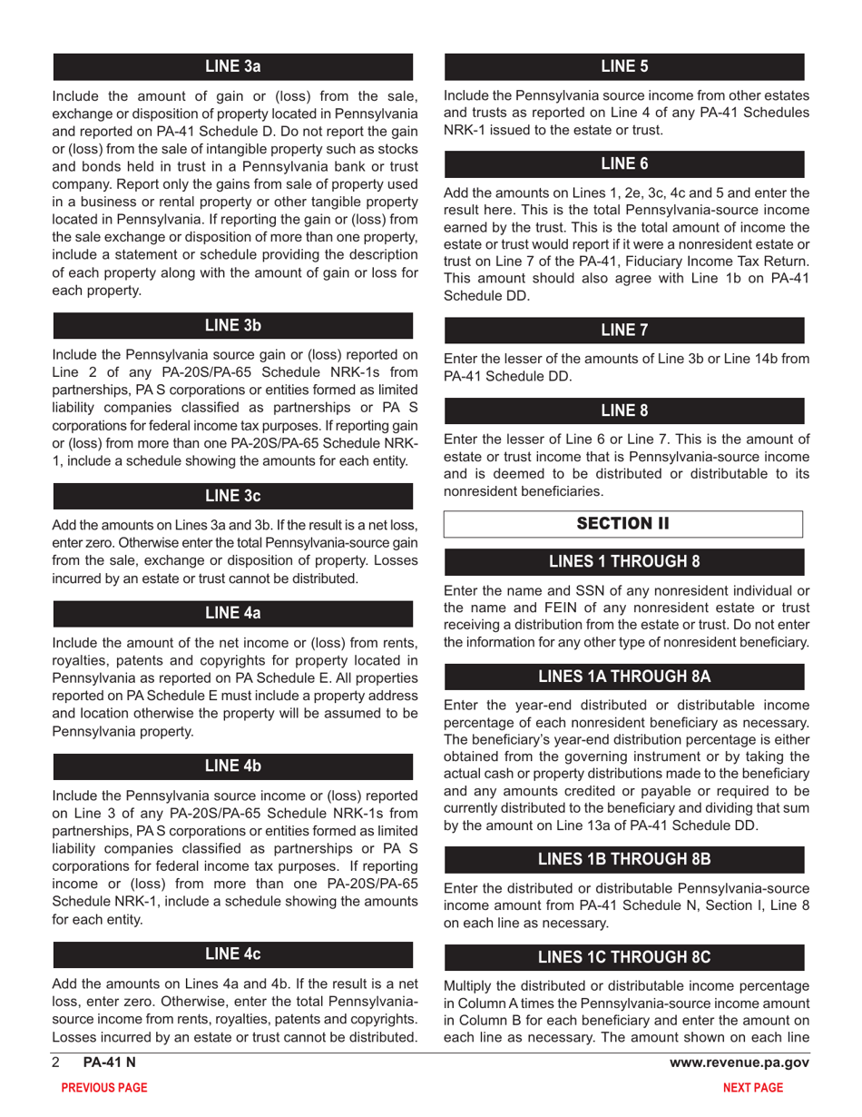 Form PA-41 Schedule N Pa-Source Income and Nonresident Tax Withheld - Pennsylvania, Page 4