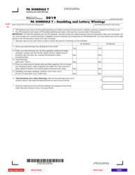 Form PA-40 Schedule T Gambling and Lottery Winnings - Pennsylvania