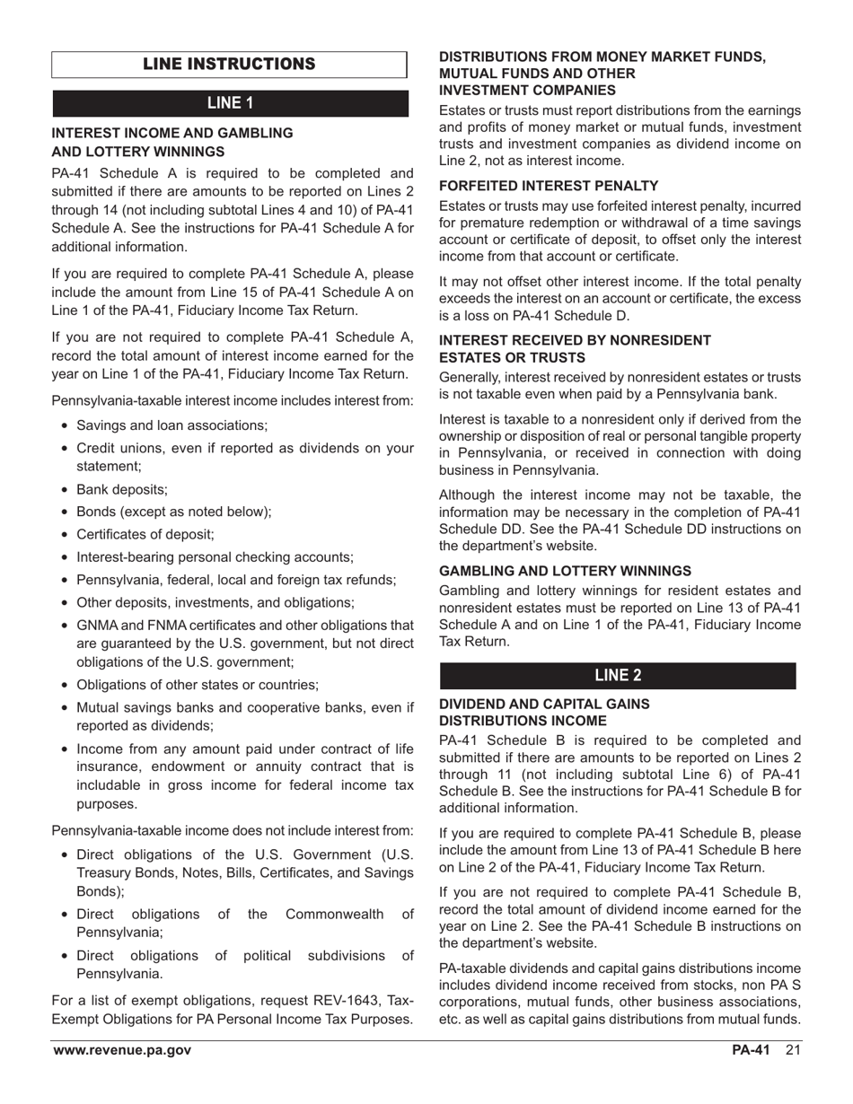 Form PA-41 Pa Fiduciary Income Tax Return - Pennsylvania, Page 23