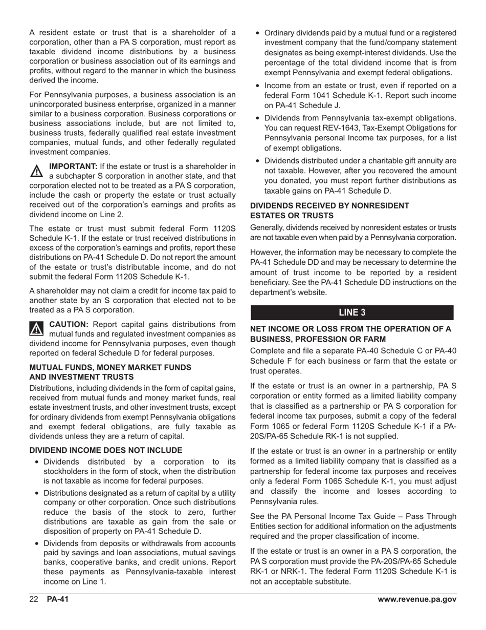 Form PA-41 Pa Fiduciary Income Tax Return - Pennsylvania, Page 24