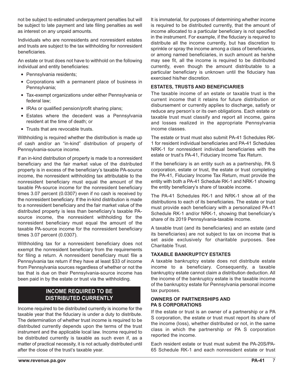 Form PA-41 Pa Fiduciary Income Tax Return - Pennsylvania, Page 9