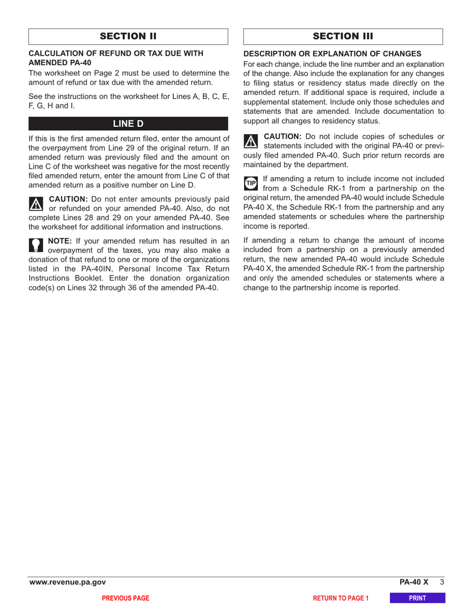 Schedule PA-40 X Amended Pa Personal Income Tax Schedule - Pennsylvania, Page 5