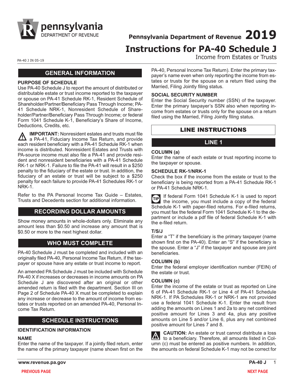 Form PA-40 Schedule J Income From Estates or Trusts - Pennsylvania, Page 3