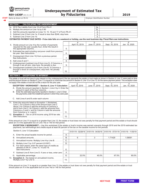 Form REV-1630F 2019 Printable Pdf