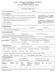 ADEM Form 107 Permit Application for Stationary Internal Combustion Engines - Alabama, Page 2