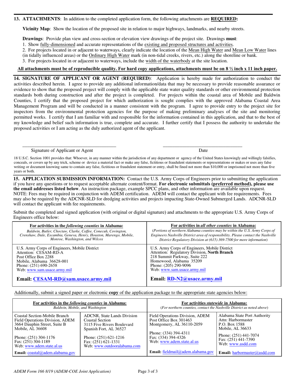 ADEM Form 166 Joint Application and Notification - Alabama, Page 3