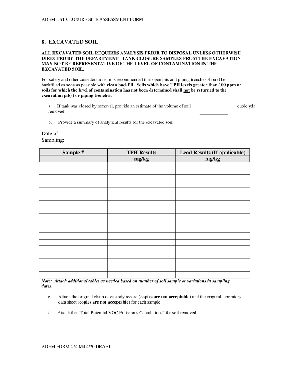 ADEM Form 474 ADEM Ust Closure Site Assessment Report - Alabama, Page 12