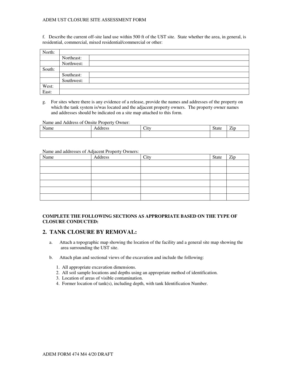 ADEM Form 474 ADEM Ust Closure Site Assessment Report - Alabama, Page 3