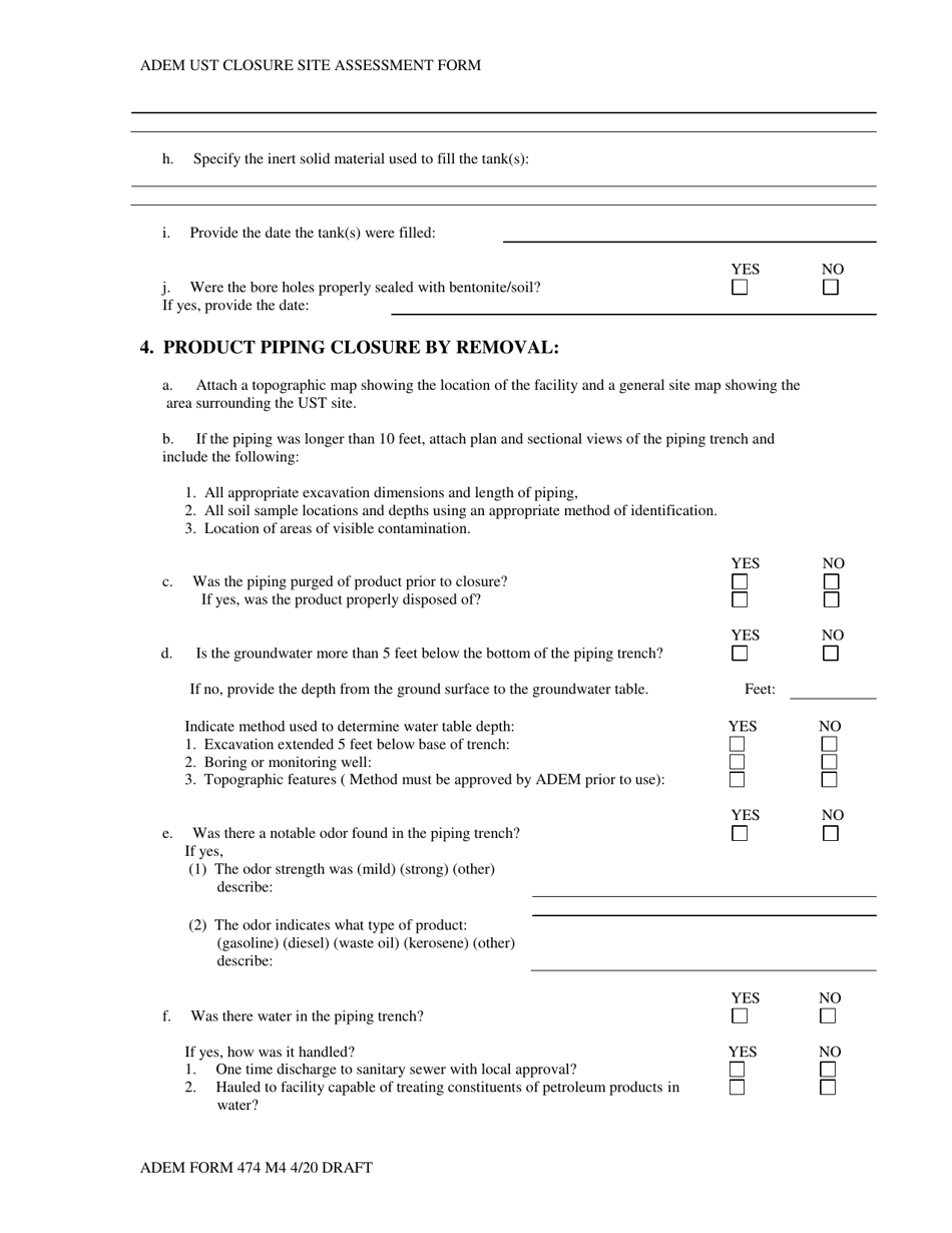 ADEM Form 474 ADEM Ust Closure Site Assessment Report - Alabama, Page 6