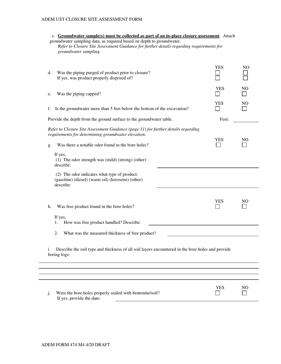 ADEM Form 474 ADEM Ust Closure Site Assessment Report - Alabama, Page 8