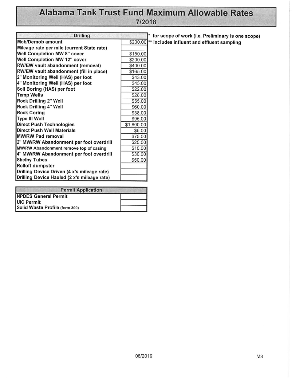 ADEM Form 31 Alabama Tank Trust Fund Cost Proposal - Alabama, Page 18