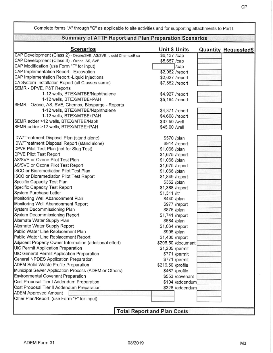 ADEM Form 31 Alabama Tank Trust Fund Cost Proposal - Alabama, Page 5