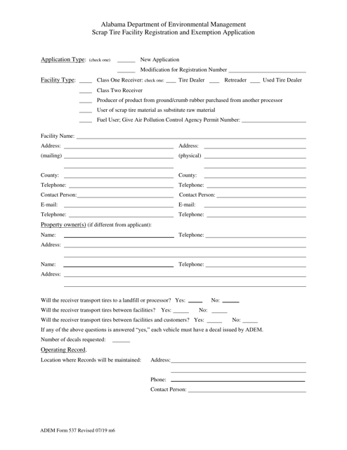 ADEM Form 537  Printable Pdf
