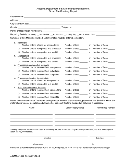 ADEM Form 539  Printable Pdf