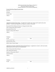 Document preview: ADEM Form 568 Application for Facility Name Change or Transfer of Solid Waste Disposal Facility Permit - Alabama
