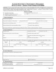 ADEM Form 24 &quot;Notice of Intent - General Permit Number Alr100000&quot; - Alabama