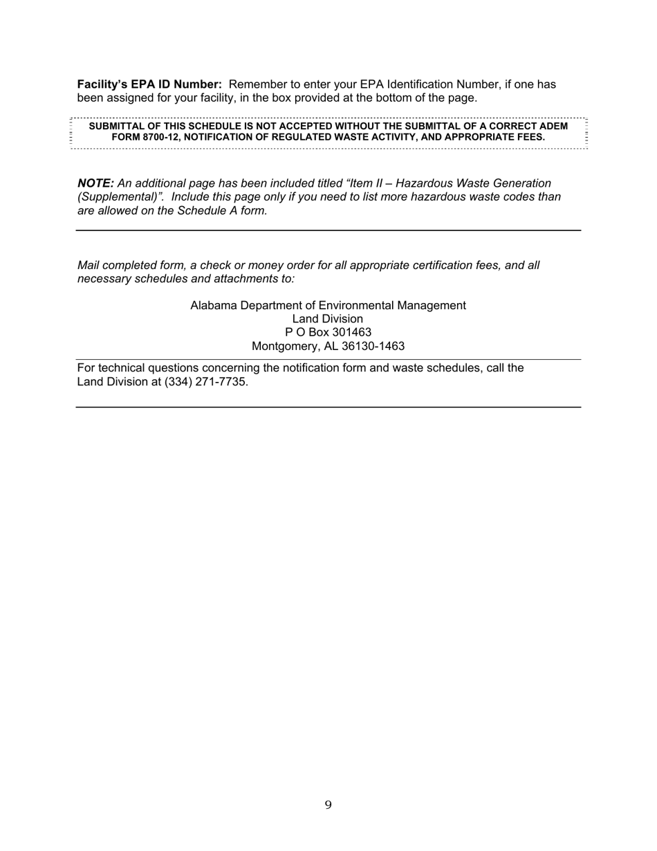ADEM Form 8700-12 Notification of Regulated Waste Activity - Alabama, Page 22