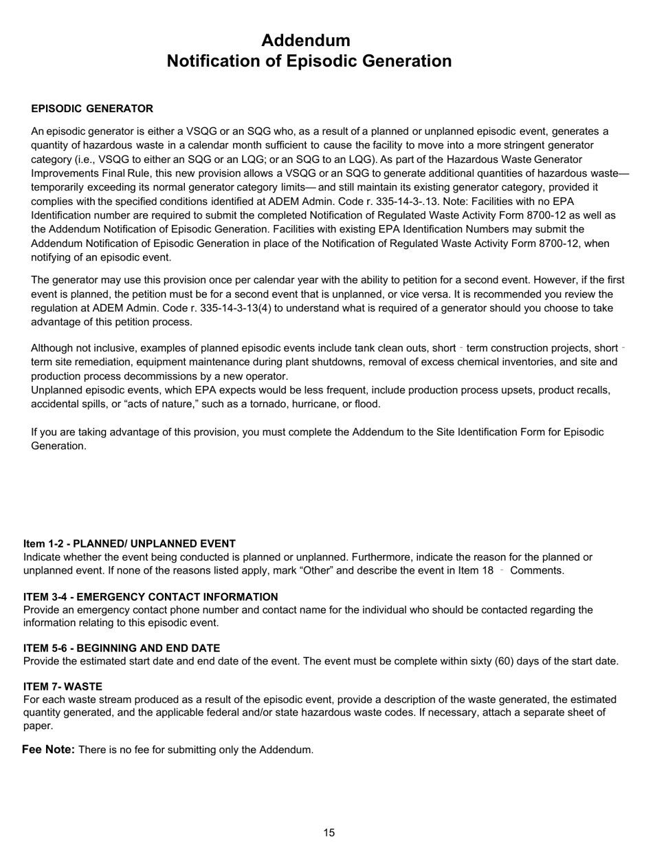 ADEM Form 8700-12 Notification of Regulated Waste Activity - Alabama, Page 28