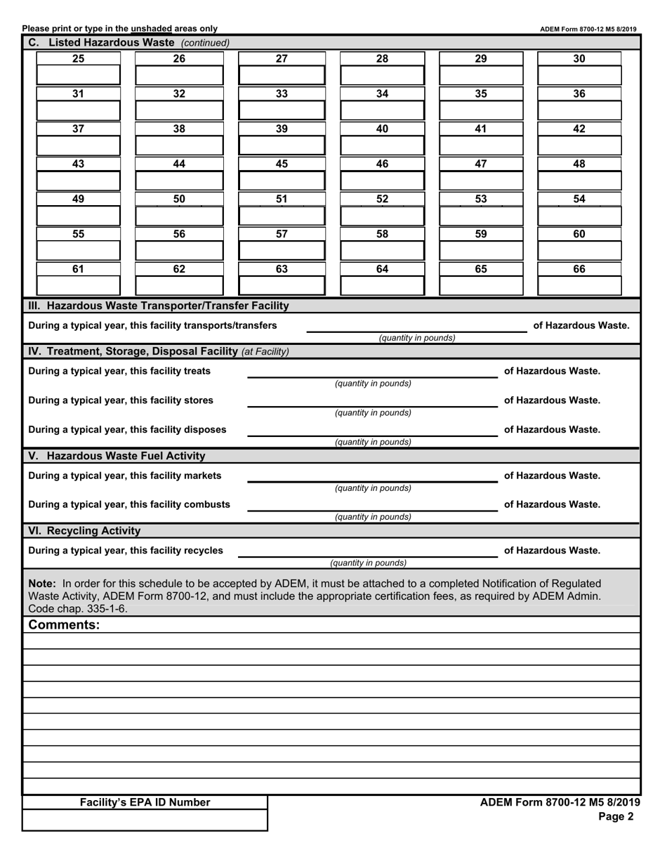 ADEM Form 8700-12 Notification of Regulated Waste Activity - Alabama, Page 6