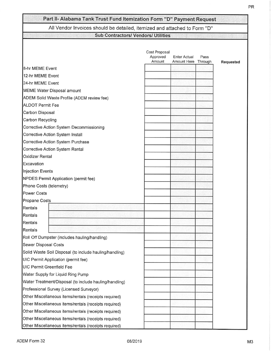 ADEM Form 32 Alabama Tank Trust Fund Payment Request - Alabama, Page 11