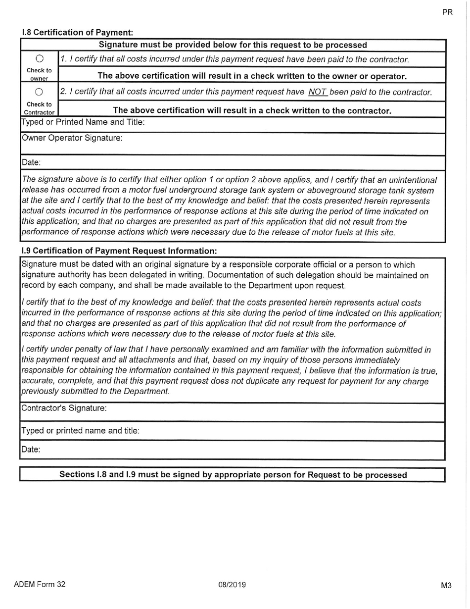 ADEM Form 32 Alabama Tank Trust Fund Payment Request - Alabama, Page 3