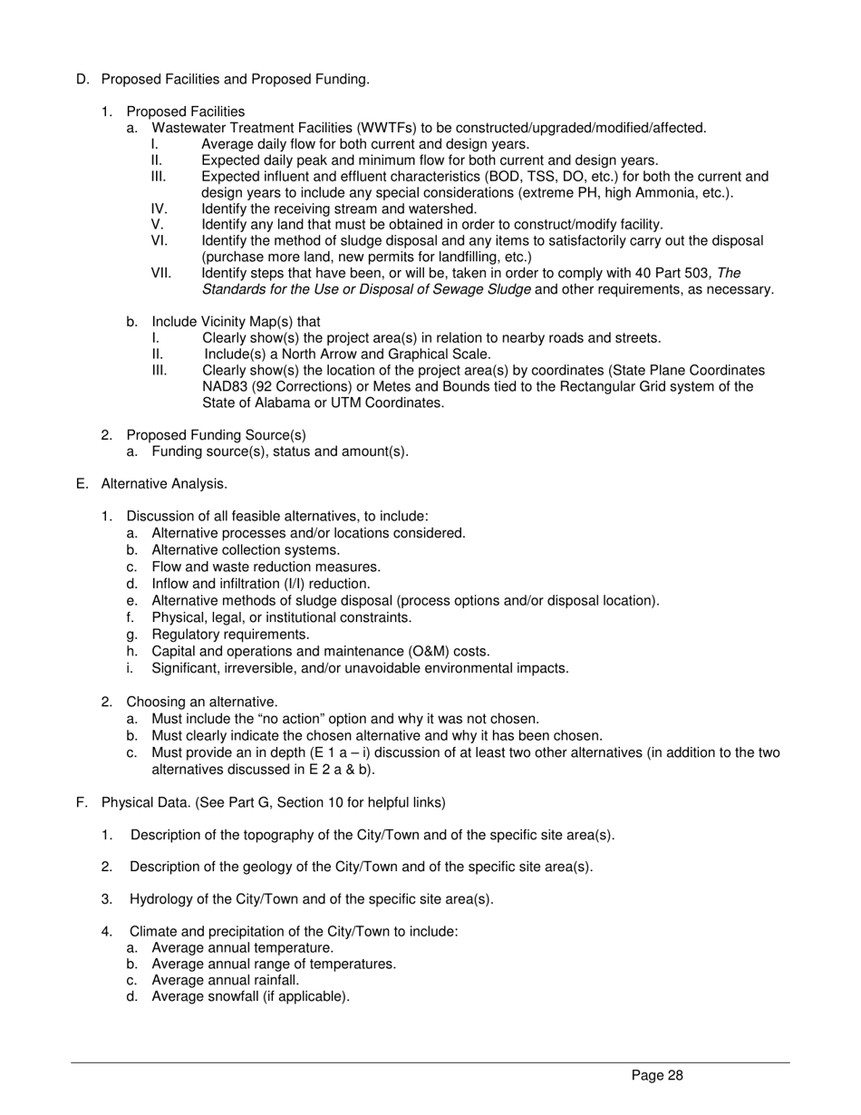 ADEM Form 339 Clean Water State Revolving Fund (Cwsrf) Loan Application Form - Alabama, Page 28
