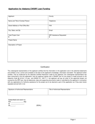 ADEM Form 339 Clean Water State Revolving Fund (Cwsrf) Loan Application Form - Alabama, Page 4