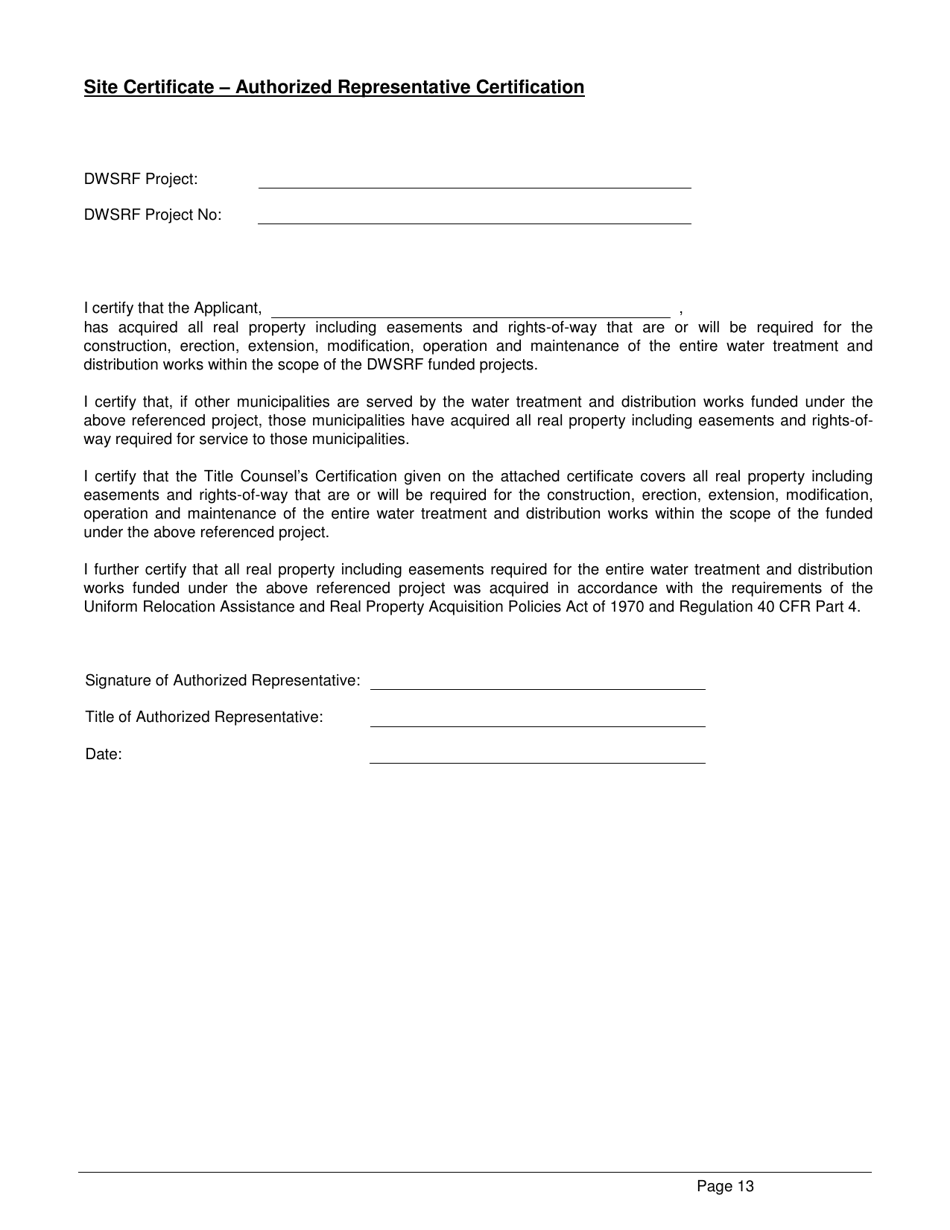 Form 369 Drinking Water State Revolving Fund (Dwsrf) Loan Application Form - Alabama, Page 13