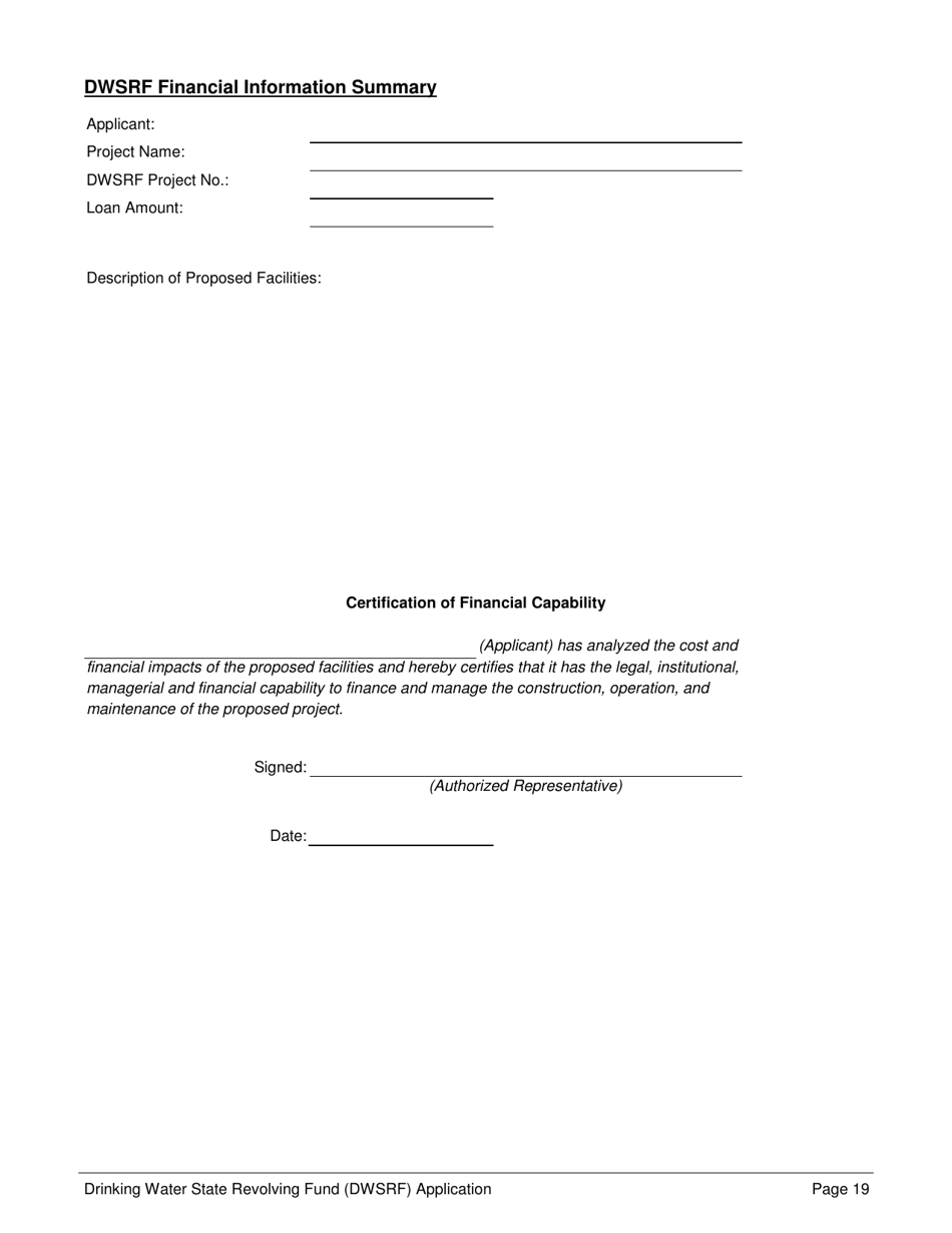 Form 369 Drinking Water State Revolving Fund (Dwsrf) Loan Application Form - Alabama, Page 19