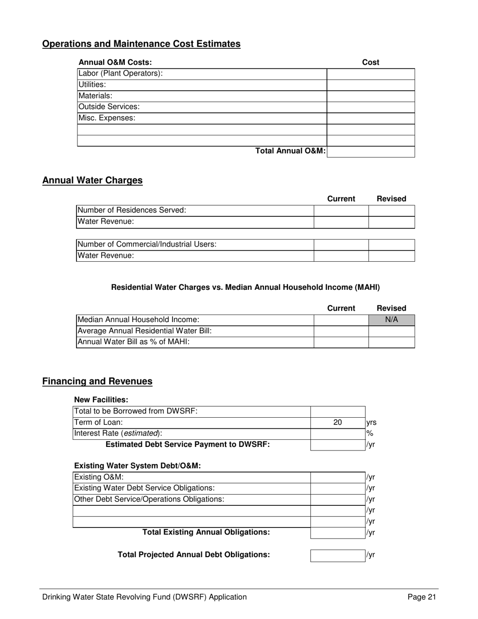 Form 369 Drinking Water State Revolving Fund (Dwsrf) Loan Application Form - Alabama, Page 21