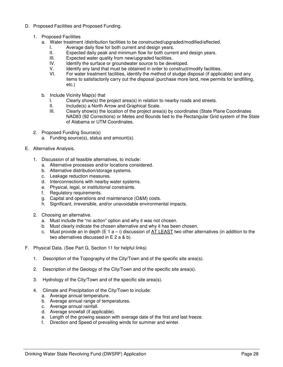 Form 369 Drinking Water State Revolving Fund (Dwsrf) Loan Application Form - Alabama, Page 28