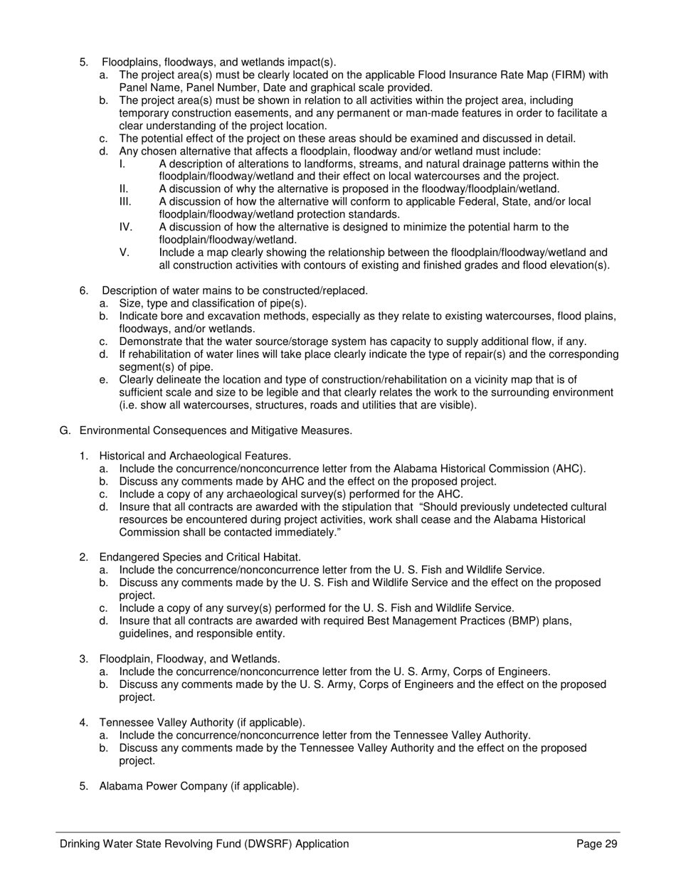 Form 369 Drinking Water State Revolving Fund (Dwsrf) Loan Application Form - Alabama, Page 29
