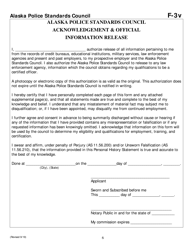 Form F-3V Personal History Statement for Village Police Officers - Alaska, Page 6