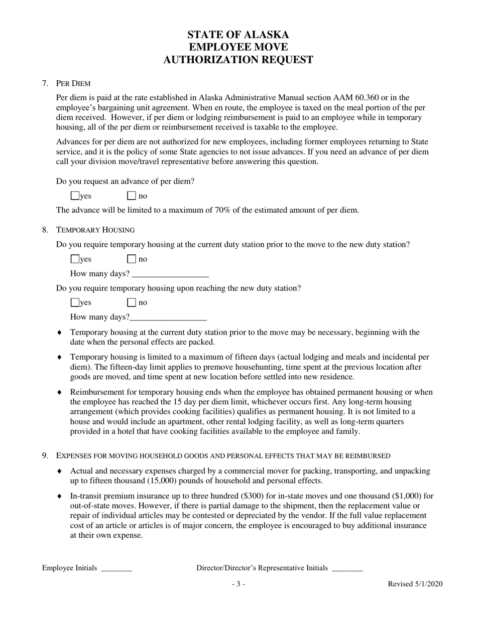 Employee Move Authorization Request - Alaska, Page 3